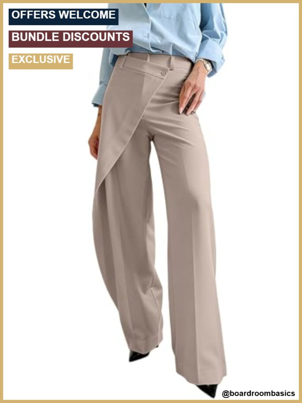 Womens High Waisted Wide Leg Dress Pants Business Casual Slacks Polyester Blend